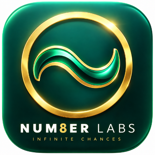 NUM8ER LABS green and gold infinity-ring logo